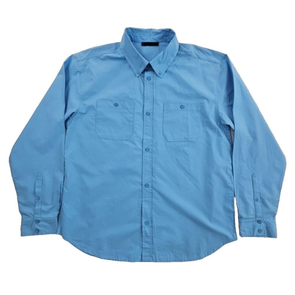 Oak + Fort Blouse Women's Large NWT Malaskan Blue Long Sleeve MSRP $50 Button Up